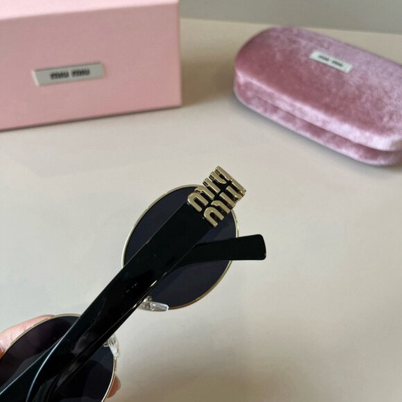 Miu Miu Gold Metal Frame Oval Sunglasses
